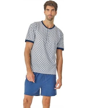 J&j Brothers Summer Short Sleeve Pyjamas Jjb21 - Blue