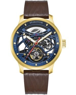 Heritor Marcell Skeleton Dial Watch - Metallic