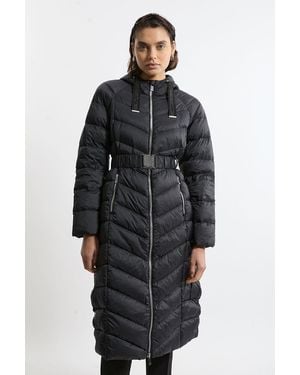 Karen Millen Real Down Packable Knee Length Coat - Black