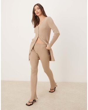 Vila Ribbed Flare Trouser Co-Ord - Natural