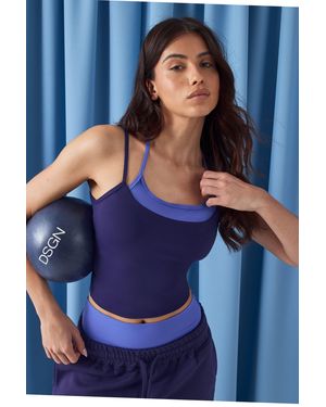 DSGN Studio Sculpt Double Layer Interal Padded Vest Top - Blue