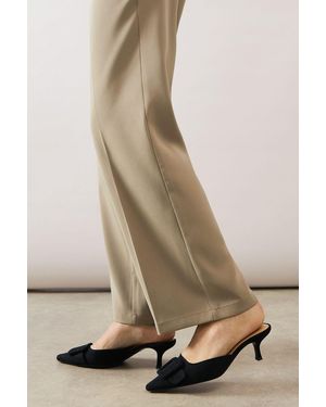 Wallis Daiquiri Faux Suede Kitten Heel Buckle Detail Mules - Natural