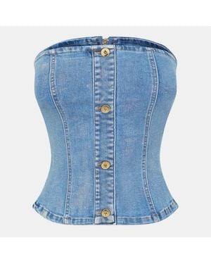 Amy Lynn Amylynn Denim Corset Snug Fit Top - Blue
