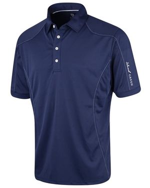 Island Green Topstitched Golf Polo Shirt (Ink) - Blue
