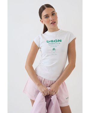 DSGN Studio Palm Tree Print Fitted T-Shirt - White