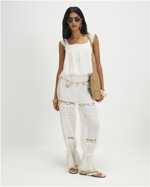 River Island Jumpsuit Cotton Blend Lace Insert Viscose - White