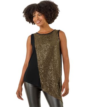 Roman Sparkly Asymmetric Stretch Vest - Metallic