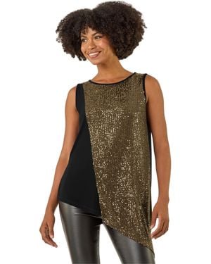 Roman Sparkly Asymmetric Stretch Vest - Metallic