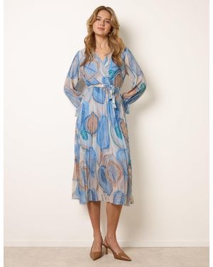 Blue Vanilla Crossover Pleated Dress - Blue