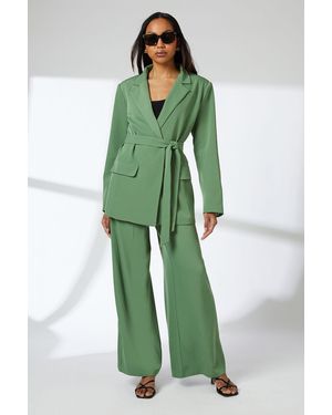 PRINCIPLES Pleated Wide Leg Trouser - Green