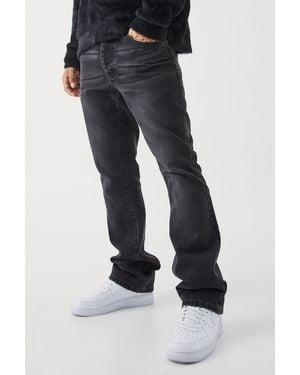 BoohooMAN Slim Flare Rigid Washed Jeans - Black