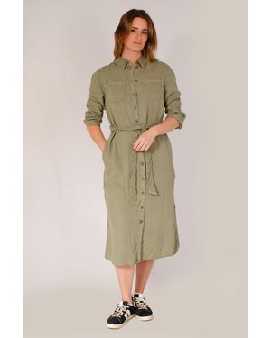Secret Label Midi Tie Waist Shirt Dress - Green