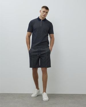 River Island Shorts Slim Fit Stitched Stripe - Blue