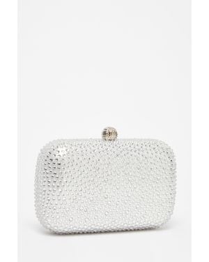 Quiz Embellished Box Bag - White