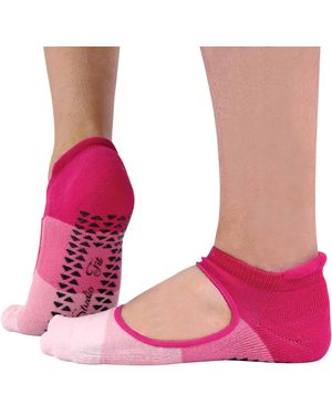 Sock Snob 2 Pairs Ladies Non Slip Grip Low Cut Invisible Pilates Yoga Socks - Pink