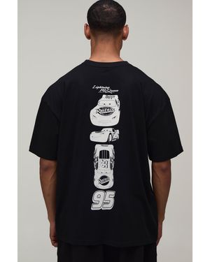 BoohooMAN Oversized Lightening Mcqueen License Print T-Shirt - Black