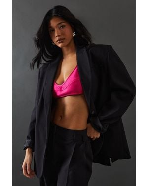 Warehouse Heavy Satin Strappy Seaming Bralette - Grey