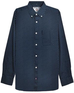 Lambretta Pin Dot Long-Sleeved Shirt (Dark) - Blue