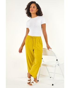 Roman Cropped Linen Trouser - Yellow