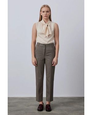 GUSTO High Waist Houndstooth Tailored Trousers - Grey