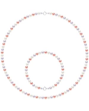 Ateliers Saint Germain Set Necklace Bracelet Is Made Up Of Of Real Cultured Freshwater Pearls Round 4-5 Mm - White
