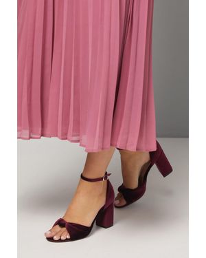 Wallis Wide Fit Carmen Velvet Knot Front High Block Heel Sandals - Pink