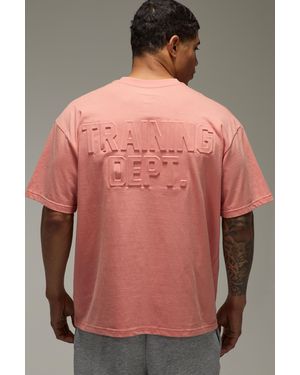 BoohooMAN Training Dept Oversized Embossed T-Shirt - Pink