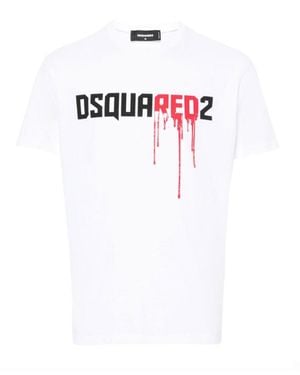 DSquared² Dripping Logo T-Shirt Cotton - White