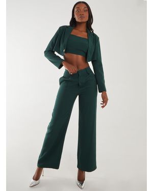 Pink Vanilla Wide Leg Trousers - Green