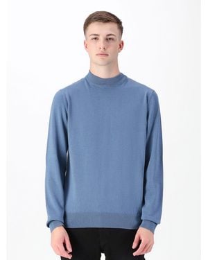 Luke 1977 Jenson Funnel Neck Knitted Jumper - Blue