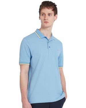 Farah Powder Alvin Tipped Collar Polo Shirt - Blue