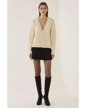 Hiccup Textured V-Neck Knit Cardigan - Natural