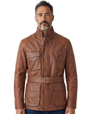 Infinity Leather Lamb Safari Parka Jacket - Brown