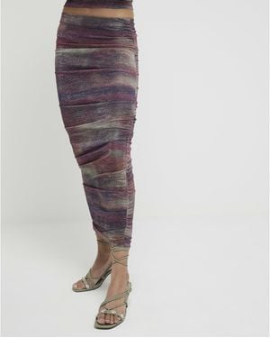 River Island Midi Skirt Ombre Mesh - White