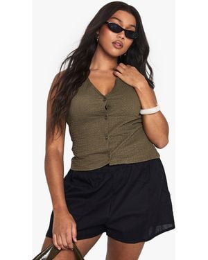 Boohoo Plus Crinkle Waistcoat - Green