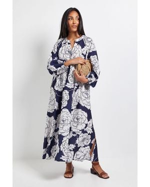 Wallis Petite Floral Collarless Midaxi Dress - White