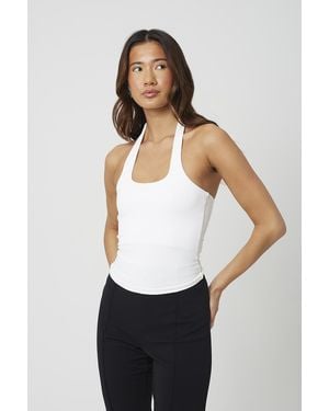 Brave Soul Jersey Halter Neck Top - White