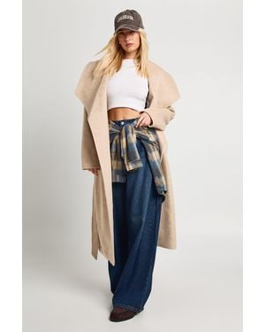 Boohoo Waterfall Wool Blend Coat - Blue