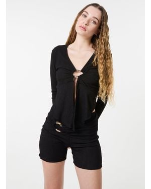 Pink Vanilla Textured Ring Top - Black