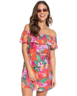 Pour Moi Belted Beach Dress - Red