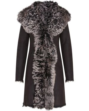 Infinity Leather Toscana Sheepskin Hooded Trench Coat - Black