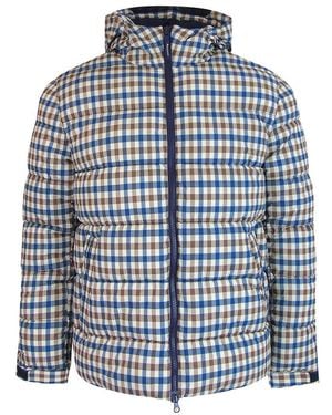 Aquascutum Active Sp Hooded Puffer Jacket Club Check - Blue