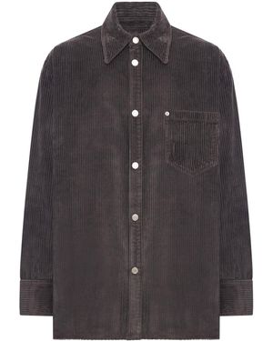 Ami Paris Corduroy Overshirt Met Logopatch - Zwart