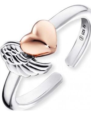 Engelsrufer Err-Wingheart-Bicor Ladies Wing And Heart Ring Sterling - White