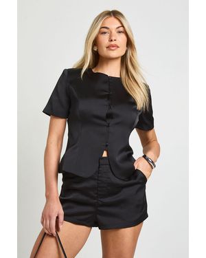 Boohoo Satin Fitted Shorts - Black