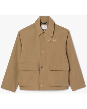 Lacoste Short Lightweight Water-Repellent Parka Jacket - Natural