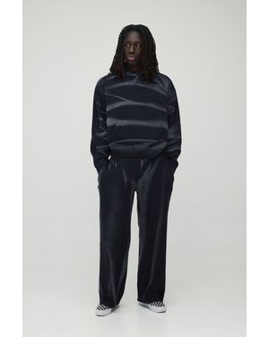 BoohooMAN Oversized Boxy Smoke Washed Hooded Tracksuit - Blue
