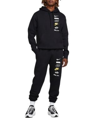 Nike Tracksuit Club Bb Stacked Pullover Fleece Hoodie Winter - Black