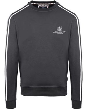 Aquascutum Crew Neck Ribbed Collar Long Sleeve Sweatshirt - Grey