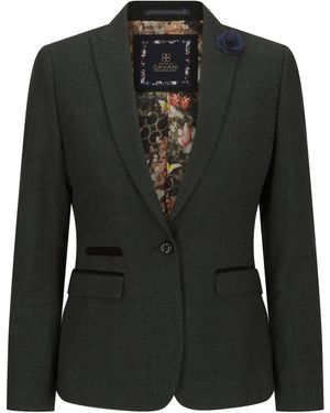 TruClothing Tweed Check Blazer Wool Classic Jacket - Black
